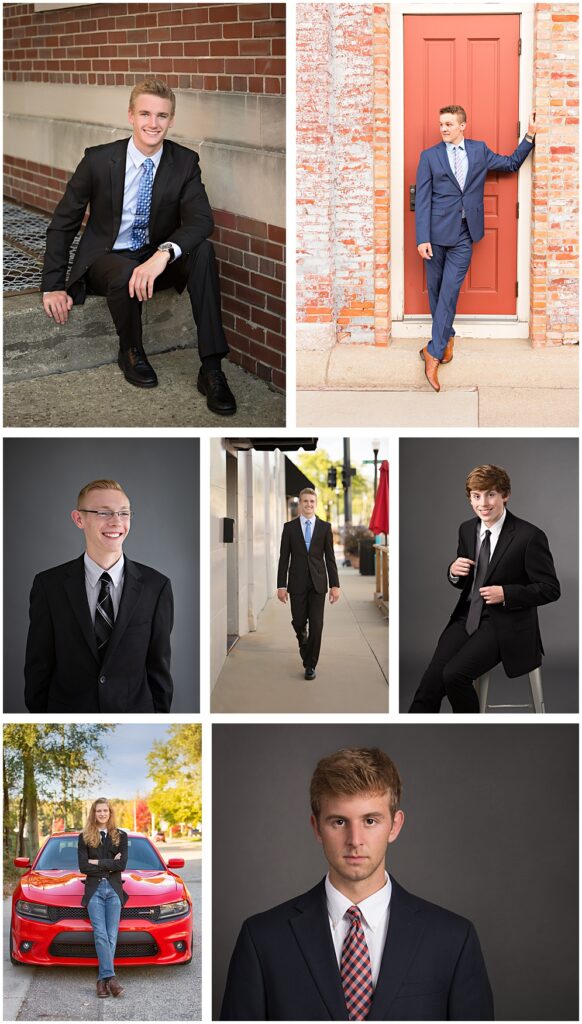 Collage of senior guys in a suit and tie from Angela Brown Photography
