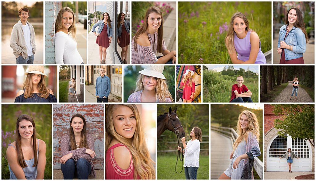 A collection of senior portraits by Angela Brown Photography for the Class of 2018.