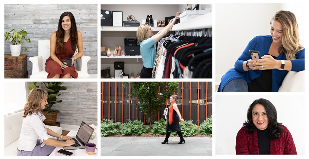 A collage of female entrepreneurs wearing their brand colors.