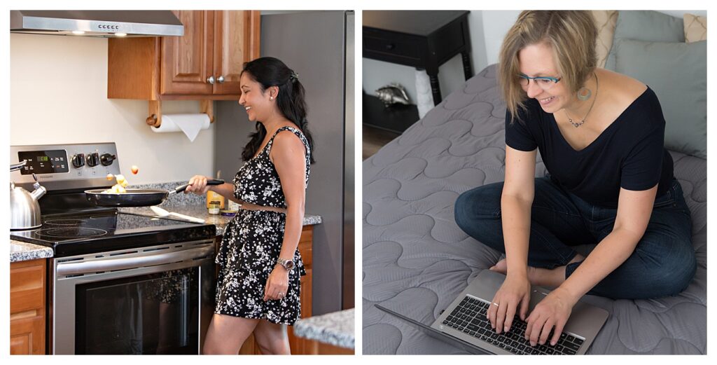 Two entrepreneurs photographed in Airbnbs.