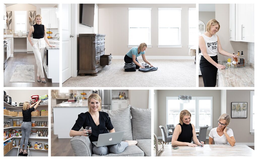 A professional organizer's branding shoot images that are done in a beautiful home.