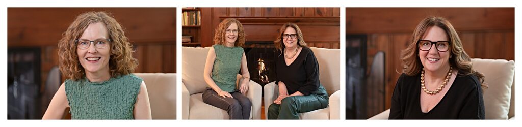 Individual and together environmental headshots of two entrepreneurs. branding images for referral-based businesses